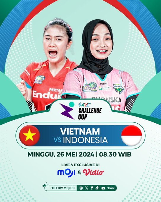 Jadwal Siaran Langsung Indonesia vs Vietnam, Babak Penyisihan Grup B AVC Challenge Cup 2024
